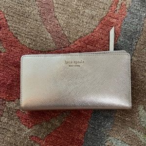Kate Spade Metallic Blush Leather credit card wallet Cameron Bifold Wallet nice!
